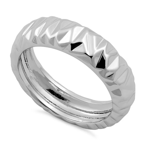 Sterling Silver Abstract Facet Ring