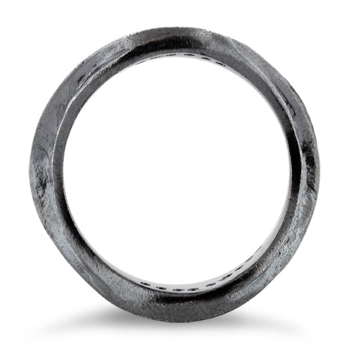 Sterling Silver Abstract Oxidized CZ Ring
