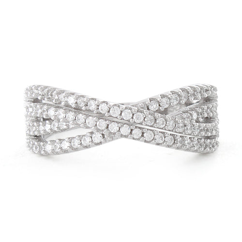 Sterling Silver Abstract CZ Ring