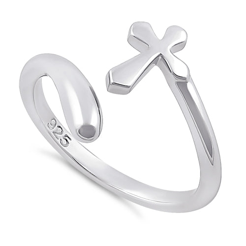 Sterling Silver Adjustable Cross Ring