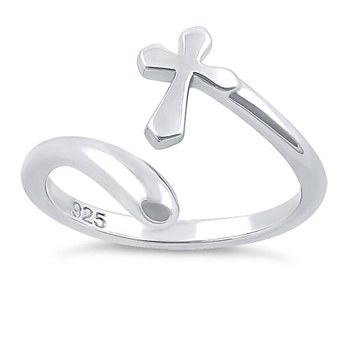 Sterling Silver Adjustable Cross Ring