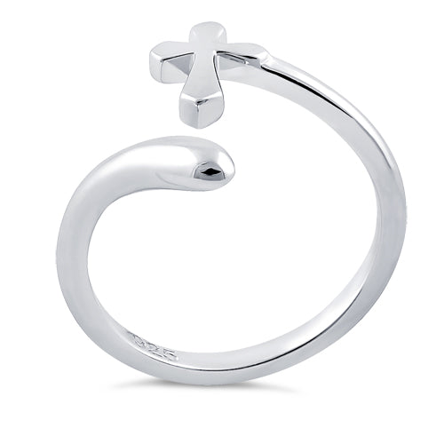 Sterling Silver Adjustable Cross Ring