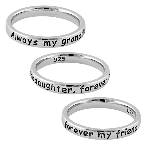 Sterling Silver "Always my granddaughter, forever my friend" Ring