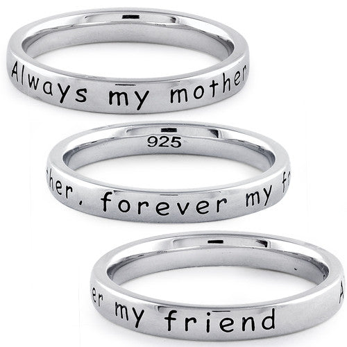 Sterling Silver "Always my mother, forever my friend" Ring