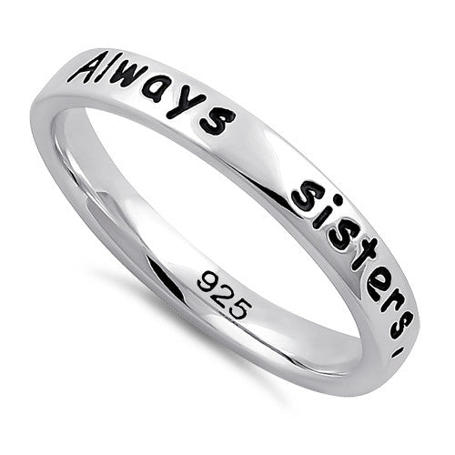 Sterling Silver "Always sisters, forever friends" Ring
