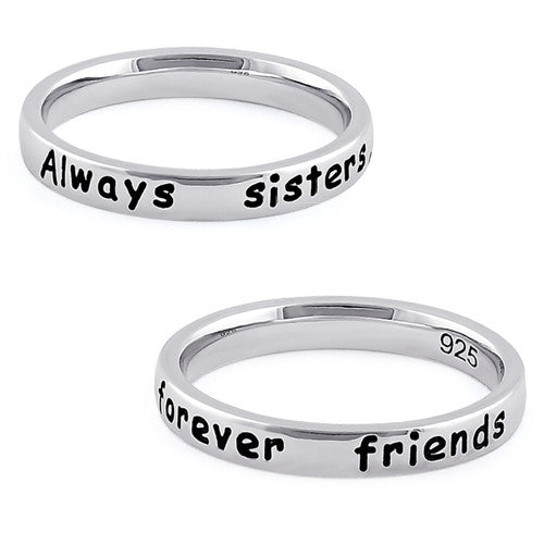 Sterling Silver "Always sisters, forever friends" Ring