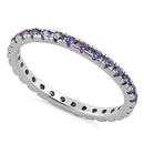 Sterling Silver Amethyst Eternity CZ Ring