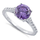 Sterling Silver Amethyst Round Cut Engagement CZ Ring