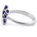 Sterling Silver Amethyst Six Round Stones Adjustable CZ Ring
