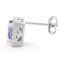 Sterling Silver Amethyst Square CZ Earrings