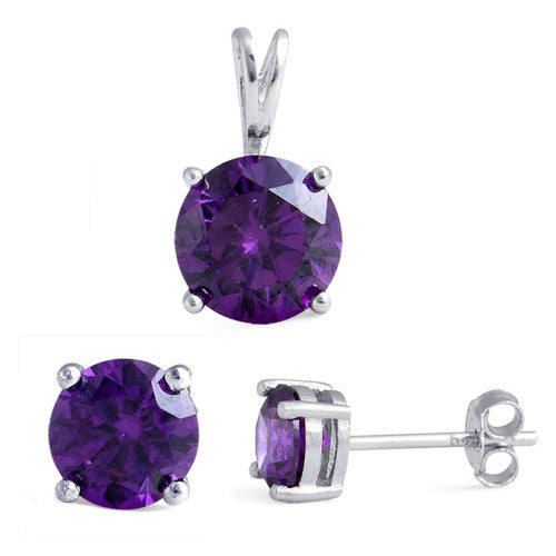 Sterling Silver Ametyst CZ Set