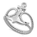 Sterling Silver Anchor Rope Ring