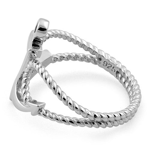 Sterling Silver Anchor Rope Ring