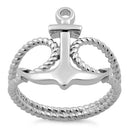 Sterling Silver Anchor Rope Ring