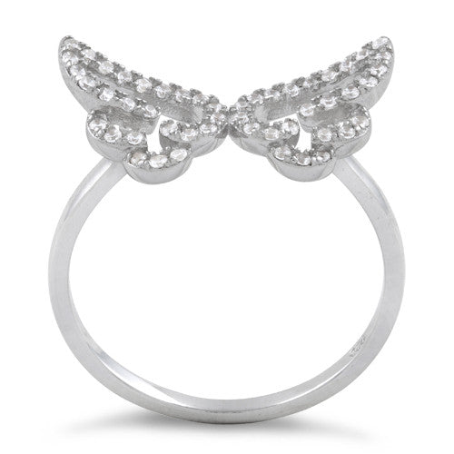 Sterling Silver Angel Wings CZ Ring