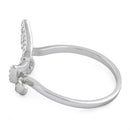 Sterling Silver Angel Wings CZ Ring