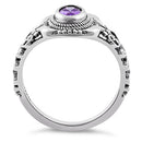 Sterling Silver Austere Oval Cut Amethyst CZ Ring