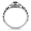 Sterling Silver Austere Oval Cut Black CZ Ring