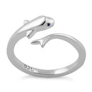 Sterling Silver Baby Dolphin Blue CZ Ring