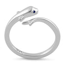 Sterling Silver Baby Dolphin Blue CZ Ring