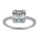 Sterling Silver Baguette Straight & Round Clear CZ Ring