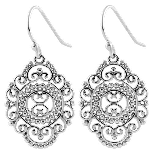 Sterling Silver Bali Dangle Earrings