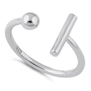 Sterling Silver Bar & Ball Ring