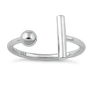Sterling Silver Bar & Ball Ring