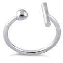 Sterling Silver Bar & Ball Ring