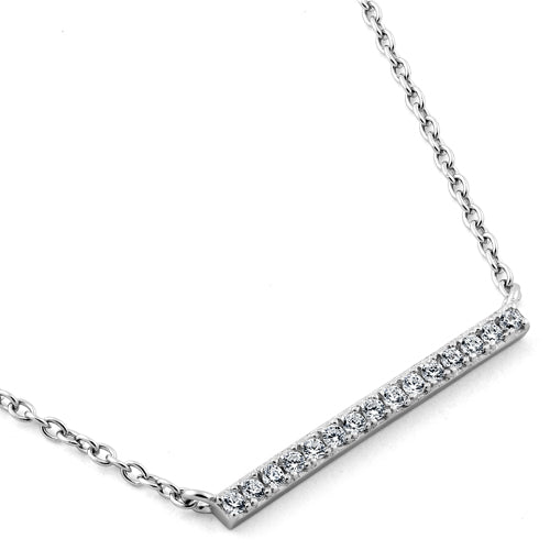 Sterling Silver Bar CZ Necklace