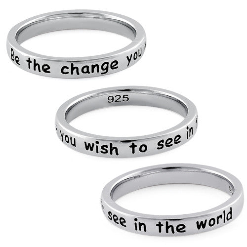 Sterling Silver "Be the change you wish to see in the world" Ring