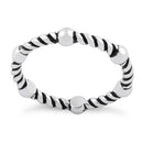 Sterling Silver Bead & Rope Stackable Ring