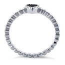 Sterling Silver Beaded Black Heart CZ Ring