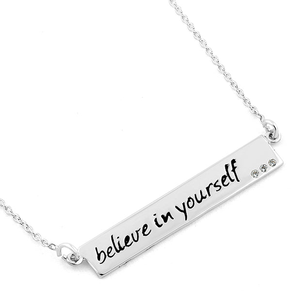 Sterling Silver "Believe in yourself" CZ Necklace