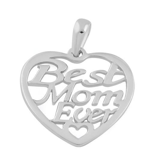 Sterling Silver "Best Mom Ever" Pendant