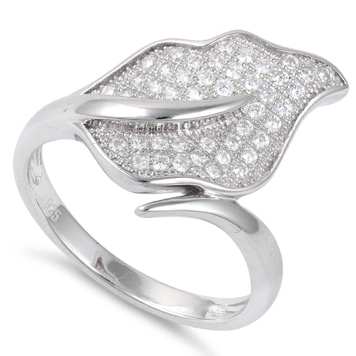 Sterling Silver Big Leaf Pave CZ Ring