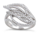 Sterling Silver Big Leaves CZ Ring