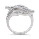 Sterling Silver Big Leaves CZ Ring