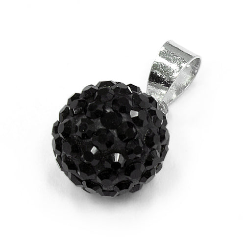 Sterling Silver Black CZ Ball Pendant