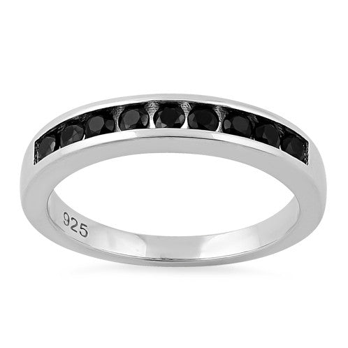 Sterling Silver Black CZ Band Ring