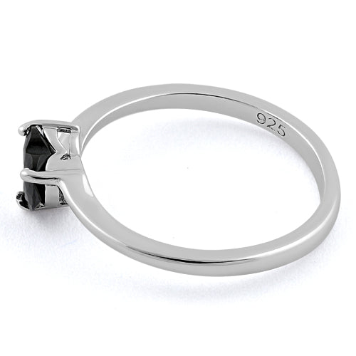 Sterling Silver Black Heart CZ Ring