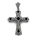 Sterling Silver Black Onyx Cross Marcasite Pendant
