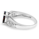 Sterling Silver Black Oval Lab Opal CZ Ring