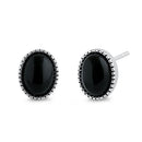 Sterling Silver Black Oval Stone Earrings