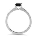 Sterling Silver Black Radiant Cut CZ Ring