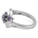 Sterling Silver Blooming Flower Amethyst CZ Ring