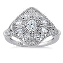 Sterling Silver Blooming Flower Round Cut Clear CZ Ring