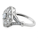 Sterling Silver Blooming Flower Round Cut Clear CZ Ring