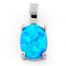 Sterling Silver Blue Lab Opal Oval Pendant