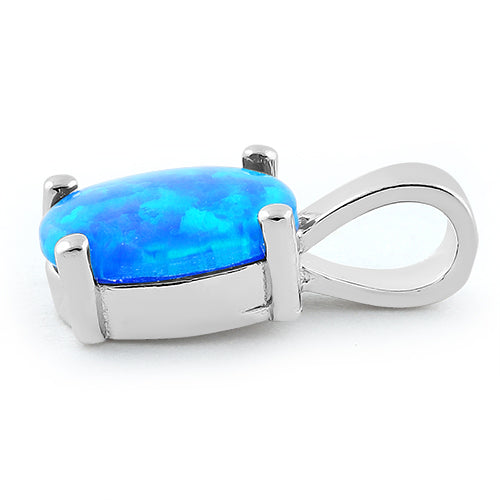 Sterling Silver Blue Lab Opal Oval Pendant